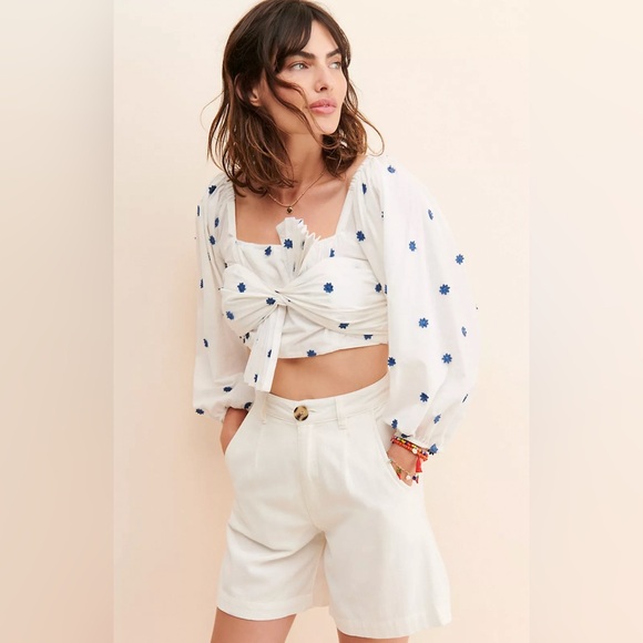 FARM Rio Tops - FARM Rio Bow Front Polka Dot Crop Top